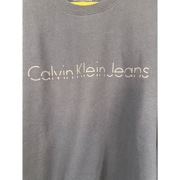 Calvin Klein Jeans Mens Cotton Crewneck Sweatshirt Navy Blue XL - Picture 3 of 10